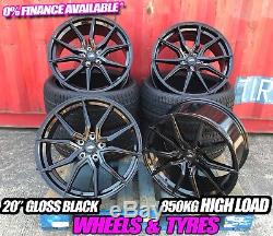 20 Spyder Turbine Gloss Black Alloy Wheels+tyres To Vw T5 T6 850kg Load