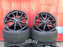 20 Spyder Turbine Gloss Black Alloy Wheels+tyres To Vw T5 T6 850kg Load