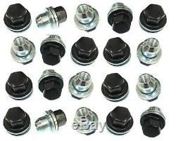 20x Black Wheel Nuts + Washers For Discovery + Range Rover 22mm Hex Shop Soiled