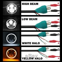 2pcs 7 E-mark LED Amber Halo Headlamp Headlights High Low Beam For CLASSIC CARS