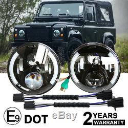 2pcs E-Mark 7 160W Hi/Lo Beam LED Headlights for Land Rover Defender RHD 90 110