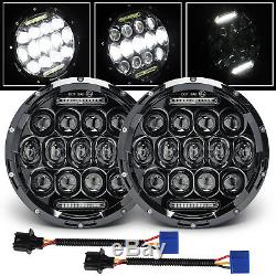 2pcs E-mark 150W for Land Rover Defender LED Headlights RHD 7 90 110 Hi/Lo DRL