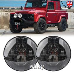 2x 75W 7 inch LED Headlight Halo Projector DRL For Defender 90 110 TD4 TD5 Jeep