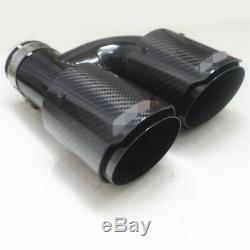 2x Polished Car Exhaust Muffler Tip Pipe 2.5 Inlet h Style Black Carbon Steel