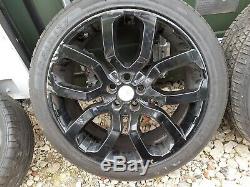 4x GENUINE BLACK LAND ROVER RANGE ROVER DISCOVERY 22 ALLOY WHEELS GOOD TYRES
