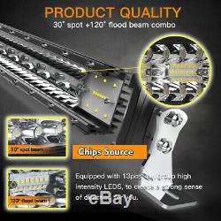 52inch Straight 3915W LED Work Light Bar Combo Offroad White + 4'' POD Wiring