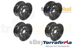 Black Modular 8x16 Steel Wheels x4 for Land Rover Discovery 2 Terrafirma GRW012