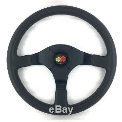 Genuine Momo D35 350mm leather steering wheel and Corse horn button. 7D