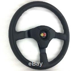 Genuine Momo D35 350mm leather steering wheel and Corse horn button. 7D