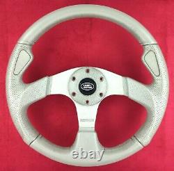 Genuine Momo Jet 350mm Grey Silver leather steering wheel for Land Rover. 7D