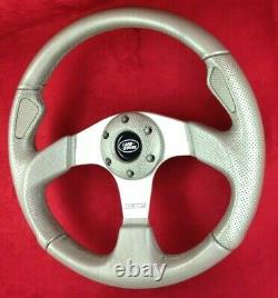 Genuine Momo Jet 350mm Grey Silver leather steering wheel for Land Rover. 7D