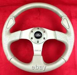 Genuine Momo Jet 350mm Grey Silver leather steering wheel for Land Rover. 7D