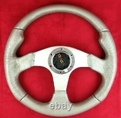 Genuine Momo Jet 350mm Grey Silver leather steering wheel for Land Rover. 7D