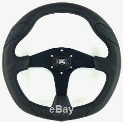 Genuine Momo Quark 350mm black PU and leather steering wheel for Land Rover