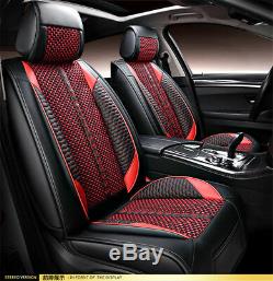 High Quality Automotive 5-Seat Cover PU Leather +Ice Silk Fahion Black& Red New