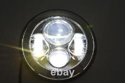 Pair Led Headlights 7 Dot E Marked Chrome Land Rover Defender 90 110