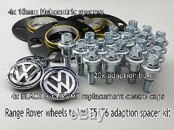 2x Range Rover to VW T5 10mm Hubcentric Alloy Wheel Spacer Fitting Kit 72.6-65.1