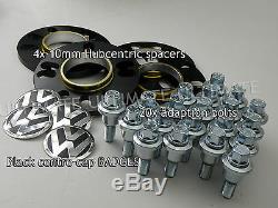 RANGE ROVER to VW T5 10mm ADAPTION 4 SPACERS ALLOY WHEEL FITTING KIT BOLT CAPS